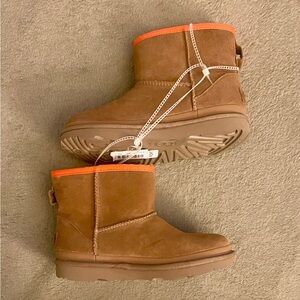 UGG Brown Ankle Boots with Orange Trim